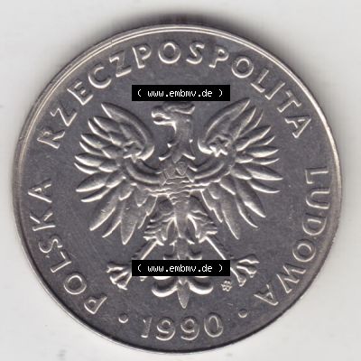 Münzen Polen Umlaufmünze 1989-1990, 20 Zlotych 1990 (1) Sammlung