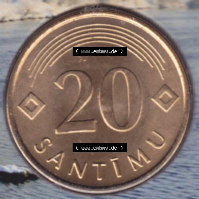 Münzen Lettland Umlaufmünze 1992-2009, 20 Centimes 2007, Bild mit Rückseite der Münze als Bildmaterial Sammlung