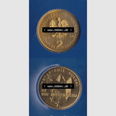 Münzen Polen KMS Umlaufmünze 2004, 2 Zloty, Münzseiten Untereinander als Bildmaterial Sammlung