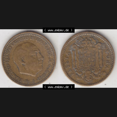 Münzen Spanien Umlaufmünze 1946-1963, 1 Peseta-Pesete 19x3, Bild mit Vollansicht als Bildmaterial Sammlung