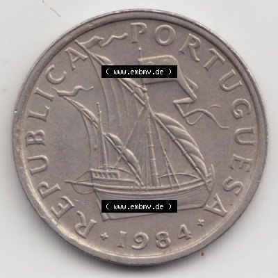 Münzen Portugal Umlaufmünze 1963-1986, 5 Escudos 1984. Rückseite der portugiesischen Umlaufmünze aus Portugal vor der Euro-Einführung in Portugal zum katalogisieren... Sammlung