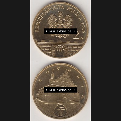 Münzen Polen Gedenkmünze 2006-2006, 2 Zloty, Historische Städte in Polen - Salzberg, Münzseiten Untereinander als Bildmaterial Sammlung