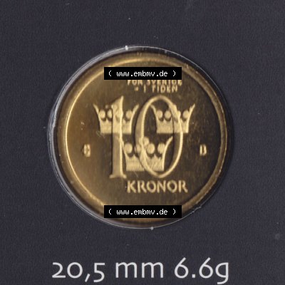 Münzen Schweden Umlaufmünze 2001-2009, 10 Kronen 2001 KMS, Bild mit Rückseite der Münze als Bildmaterial Sammlung
