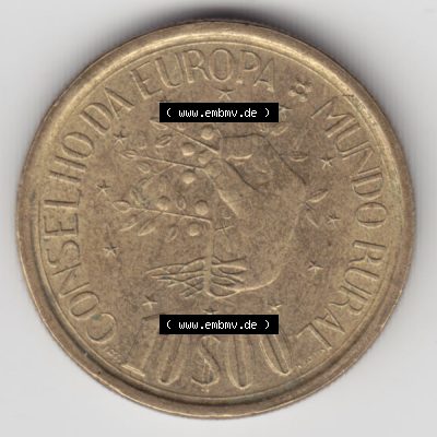 Münzen Portugal Gedenkmünze 1987-1987, 10 Escudo, Conseliio Da Europa, Mundo Rural. Rückseite der portugiesischen Gedenkmünze aus Portugal vor der Euro-Einführung... Sammlung