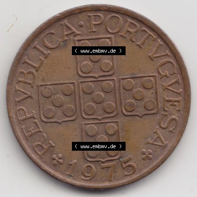 Münzen Portugal Umlaufmünze 1969-1979, 1 Escudo 1975. Rückseite der portugiesischen Umlaufmünze aus Portugal vor der Euro-Einführung in Portugal zum katalogisieren... Sammlung