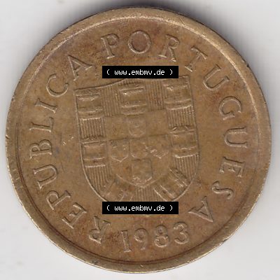 Münzen Portugal Umlaufmünze 1981-1986, 1 Escudo 1983. Rückseite der portugiesischen Umlaufmünze aus Portugal vor der Euro-Einführung in Portugal zum katalogisieren... Sammlung