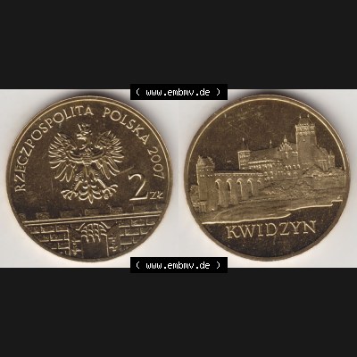 Münzen Polen Gedenkmünze 2007-2007, 2 Zloty, Historische Städte in Polen - Marienwerder, Bild mit Vollansicht als Bildmaterial Sammlung