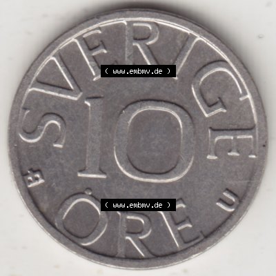 Münzen Schweden Umlaufmünze 1976-1991, 10 Öre 1986. Münzen aus Schweden als Bildmaterial für Sammler und Münzen-Webseiten hier im online Katalog und Datenbank... Sammlung