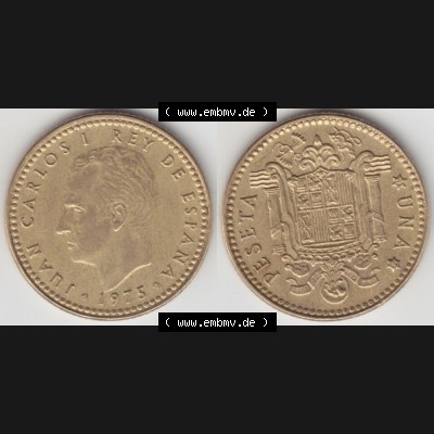 Münzen Spanien Umlaufmünze 1975, 1975-1980, Una Peseta, 1 Pesete 1979, Bild mit Vollansicht als Bildmaterial Sammlung