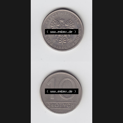 Münzen Polen Umlaufmünze 1984-1988, 10 Zlotych 1986, Münzseiten Untereinander als Bildmaterial Sammlung
