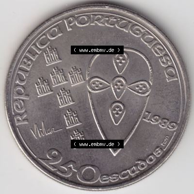 Münzen Portugal Gedenkmünze 1989-1989, 250 Escudos Batalha de Ourique, Schlacht von Ourique. Vorderseite der Gedenkmünze aus Portugal zum katalogisieren im Münzen-Katalog... Sammlung