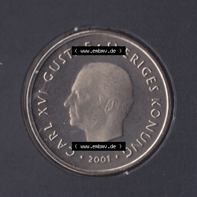 Münzen Schweden Umlaufmünze 2001-2012, 1 Krone 2001 KMS, Bild mit Vorderseite der Münze als Bildmaterial Sammlung