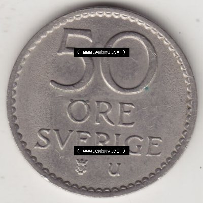 Münzen Schweden Umlaufmünze 1962-1973, 50 Öre 1970, Bild mit Rückseite der Münze als Bildmaterial Sammlung