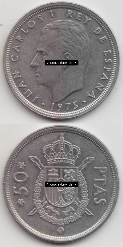 Münzen Spanien Umlaufmünze 1975-1975, 50 Peseten 1980, Münze aus Spanien, Umlaufmünze / aus Zahlungsverkehr mit Münzseiten... Sammlung