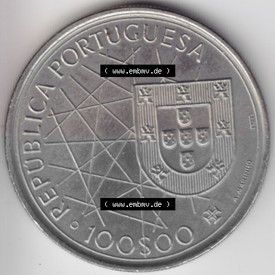 Münzen Portugal Gedenkmünze 1989-1989, 100 Escudos, Arouipelago Dos Acores, 1439-1989. Vorderseite der Gedenkmünze aus Portugal... Sammlung