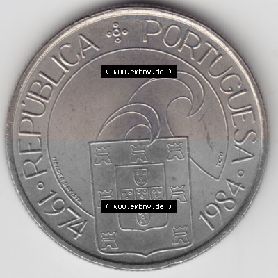Münzen Portugal Gedenkmünze 1984-1984, 25 Escudos Democracia Liberdade, Abril 1984, Demokratie und Freiheit . Vorderseite der... Sammlung