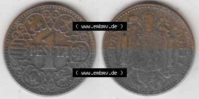 Münzen Spanien Umlaufmünze 1944-1944, 1 Pesete 1944, Bild mit Vollansicht als Bildmaterial Sammlung