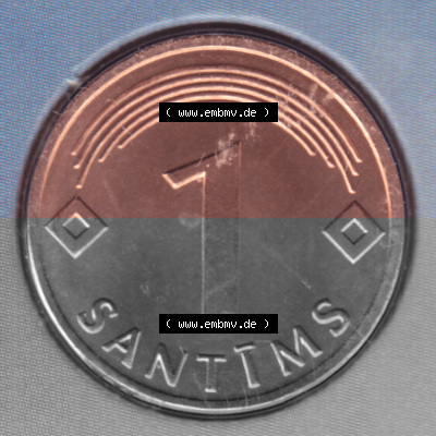 Münzen Lettland Umlaufmünze 1992-2008, 1 Centime 2003, Bild mit Rückseite der Münze als Bildmaterial Sammlung