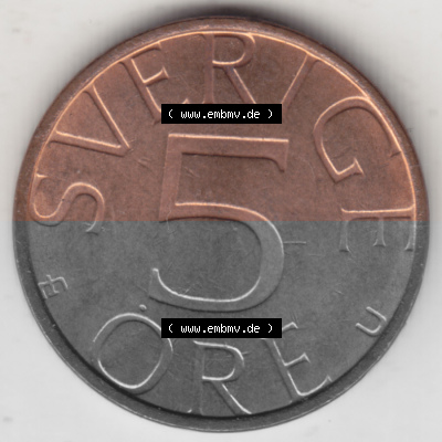 Münzen Schweden Umlaufmünze 1976-1984, 5 Öre 1981, Bild mit Rückseite der Münze als Bildmaterial Sammlung
