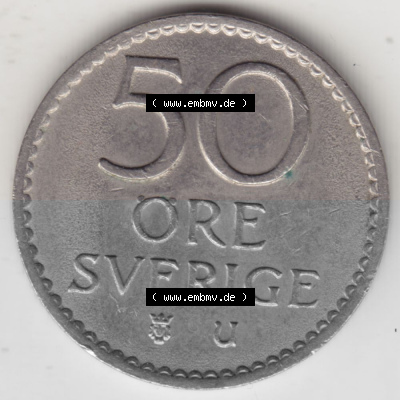 Münzen Schweden Umlaufmünze 1962-1973, 50 Öre 1970, Bild mit Rückseite der Münze als Bildmaterial Sammlung