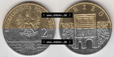Münzen Polen Gedenkmünze 2007-2007, 2 Zloty, Historische Städte in Polen - Brzeg, Bild mit Vollansicht als Bildmaterial Sammlung