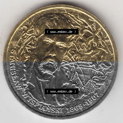 Münzen Polen Gedenkmünze 2004-2004, 2 Zloty, Polnische Maler - Stanislaw Wyspianski, Bild mit Rückseite der Münze als Bildmaterial Sammlung