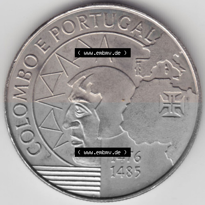 Münzen Portugal Gedenkmünze 1991-1991, 200 Escudos, Colombo E Portugal 1476-1485. Rückseite der portugiesischen Gedenkmünze... Sammlung