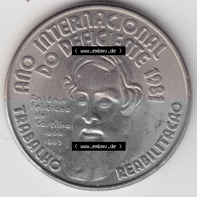Münzen Portugal Gedenkmünze 1981-1981, 25 Escudos, Ano Internacional do Deficiente 1981 Internationales Jahr der Behinderten.... Sammlung