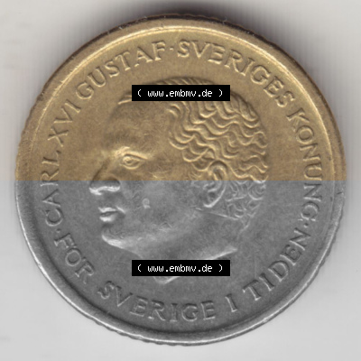 Münzen Schweden Umlaufmünze 1991-2000, 10 Kronen 1992, Bild mit Vorderseite der Münze als Bildmaterial Sammlung