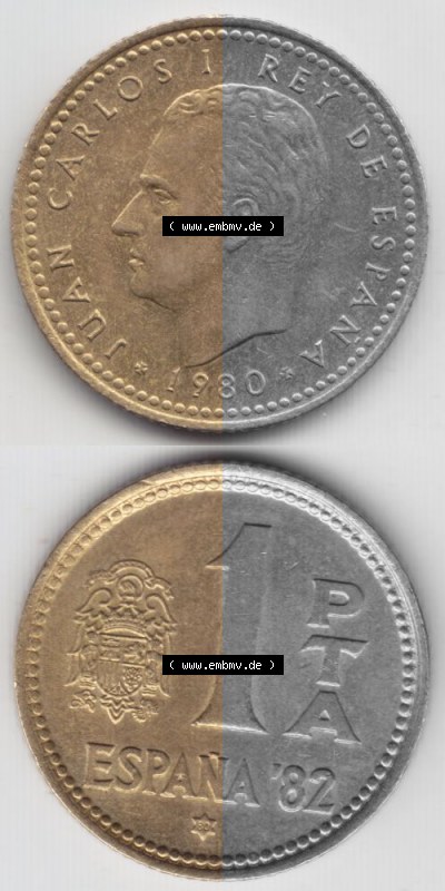 Münzen Spanien Umlaufmünze 1980, 1980-1982, 1 PTA, Pesete 1980, Münze aus Spanien -.-.-Bildmaterial des Münzbildes Sammlung