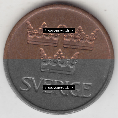 Münzen Schweden Umlaufmünze 1972-1973, 5 Öre 1972, Bild mit Vorderseite der Münze als Bildmaterial Sammlung