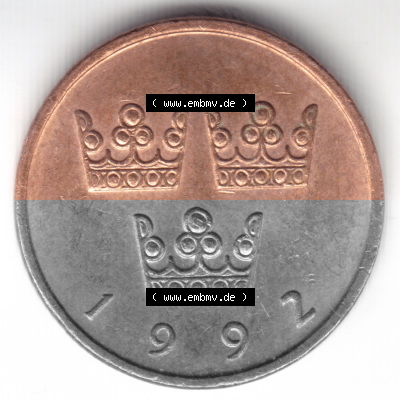 Münzen Schweden Umlaufmünze 1992-2009, 50 Öre 1992, Bild mit Vorderseite der Münze als Bildmaterial Sammlung