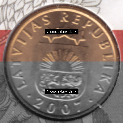 Münzen Lettland Umlaufmünze 1992-2009, 20 Centimes 2007, Bild mit Vorderseite der Münze als Bildmaterial Sammlung