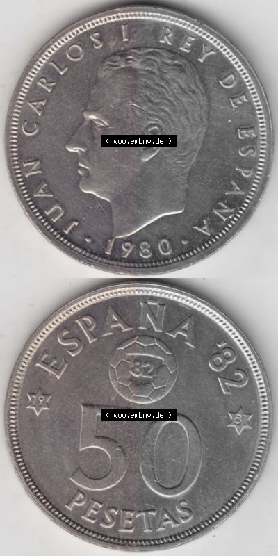 Münzen Spanien Umlaufmünze 1980-1992, 50 Pesetas - Peseten 1979, Münze aus Spanien -.-.-Bildmaterial des Münzbildes Sammlung