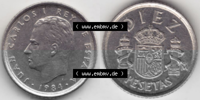 Münzen Spanien Umlaufmünze 1984-1984, 10 Peseten 1984 (3) Sammlung