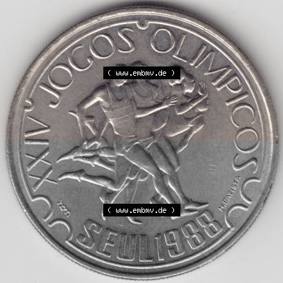 Münzen Portugal Gedenkmünze 1988-1988, 250 Escudo, XXIV Jogos Olimpicos Seul 1988, OLympiade. Rückseite der portugiesischen... Sammlung