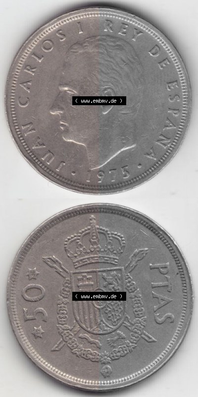 Münzen Spanien Umlaufmünze 1975, 1976-1980, 50 PTas, Peseten 1980, Münze aus Spanien, Umlaufmünze / aus Zahlungsverkehr mit... Sammlung