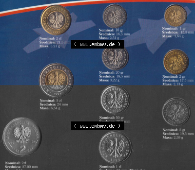 Münzen Polen KMS Umlaufmünze 1995, 1996, 2004 KMS, Münzsatz, Kursmünzensatz (2) Sammlung