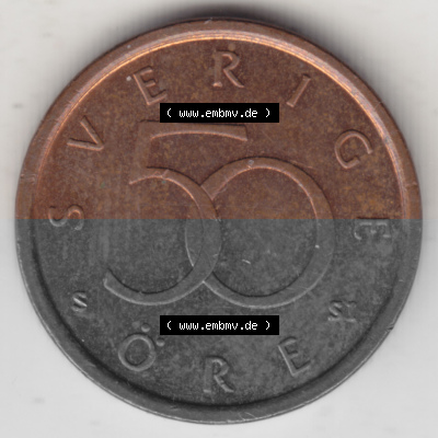 Münzen Schweden Umlaufmünze 1992-2009, 50 Öre 2009, Bild mit Rückseite der Münze als Bildmaterial Sammlung