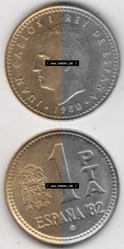 Münzen Spanien Umlaufmünze 1980-1980, 1 Pesete 1981, Münze aus Spanien -.-.-Bildmaterial des Münzbildes Sammlung