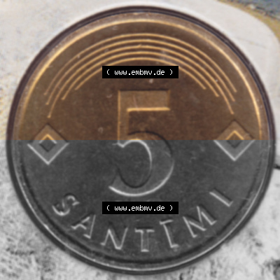 Münzen Lettland Umlaufmünze 1992-2009, 5 Centimes 1992, Bild mit Rückseite der Münze als Bildmaterial Sammlung