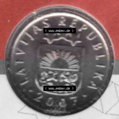 Münzen Lettland Umlaufmünze 1992-2009, 50 Centimes 2007, Bild mit Vorderseite der Münze als Bildmaterial Sammlung