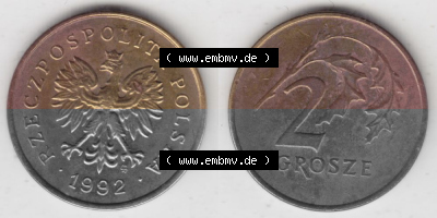 Münzen Polen Umlaufmünze 1990-2014, 2 Grosze 1992, Bild mit Vollansicht als Bildmaterial Sammlung