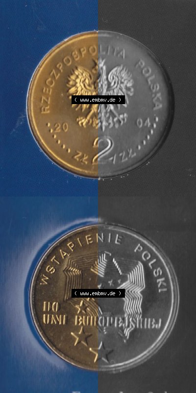 Münzen Polen KMS Umlaufmünze 2004, 2 Zloty, Münzseiten Untereinander als Bildmaterial Sammlung