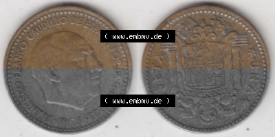 Münzen Spanien Umlaufmünze 1946-1963, 1 Peseta-Pesete 19x3, Bild mit Vollansicht als Bildmaterial Sammlung