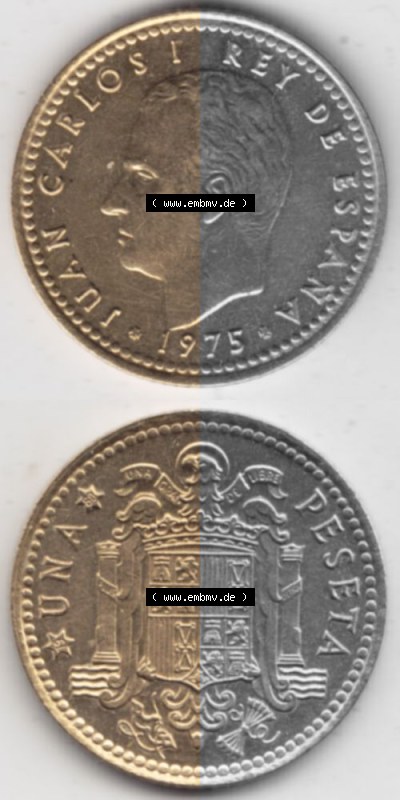 Münzen Spanien Umlaufmünze 1975-1975, 1 Pesete 1979, Münze aus Spanien, Umlaufmünze / aus Zahlungsverkehr mit Münzseiten... Sammlung