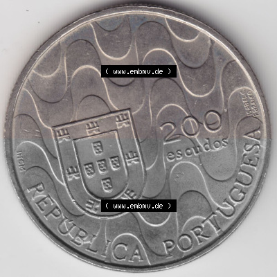 Münzen Portugal Gedenkmünze 1992-1992, 200 Escudos, Presidencia da Comunidade Europeia. Vorderseite der Gedenkmünze aus Portugal... Sammlung