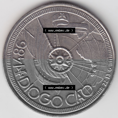 Münzen Portugal Gedenkmünze 1987-1987, 100 Escudo, Diogo Cao 1486. Rückseite der portugiesischen Gedenkmünze aus Portugal... Sammlung