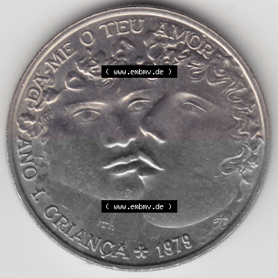Münzen Portugal Gedenkmünze 1979-1979, 25 Escudos, Da me o teu Amor, Ano I Crianca, Internationales Jahr des Kindes. Rückseite... Sammlung