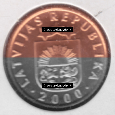 Münzen Lettland Umlaufmünze 1992-2009, 2 Centimes 2000, Bild mit Vorderseite der Münze als Bildmaterial Sammlung